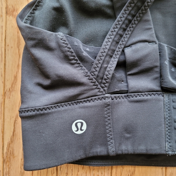 Lululemon Oxygen Mesh Polka Dotted Black Strappy Sports Bra High Support - Picture 4 of 8